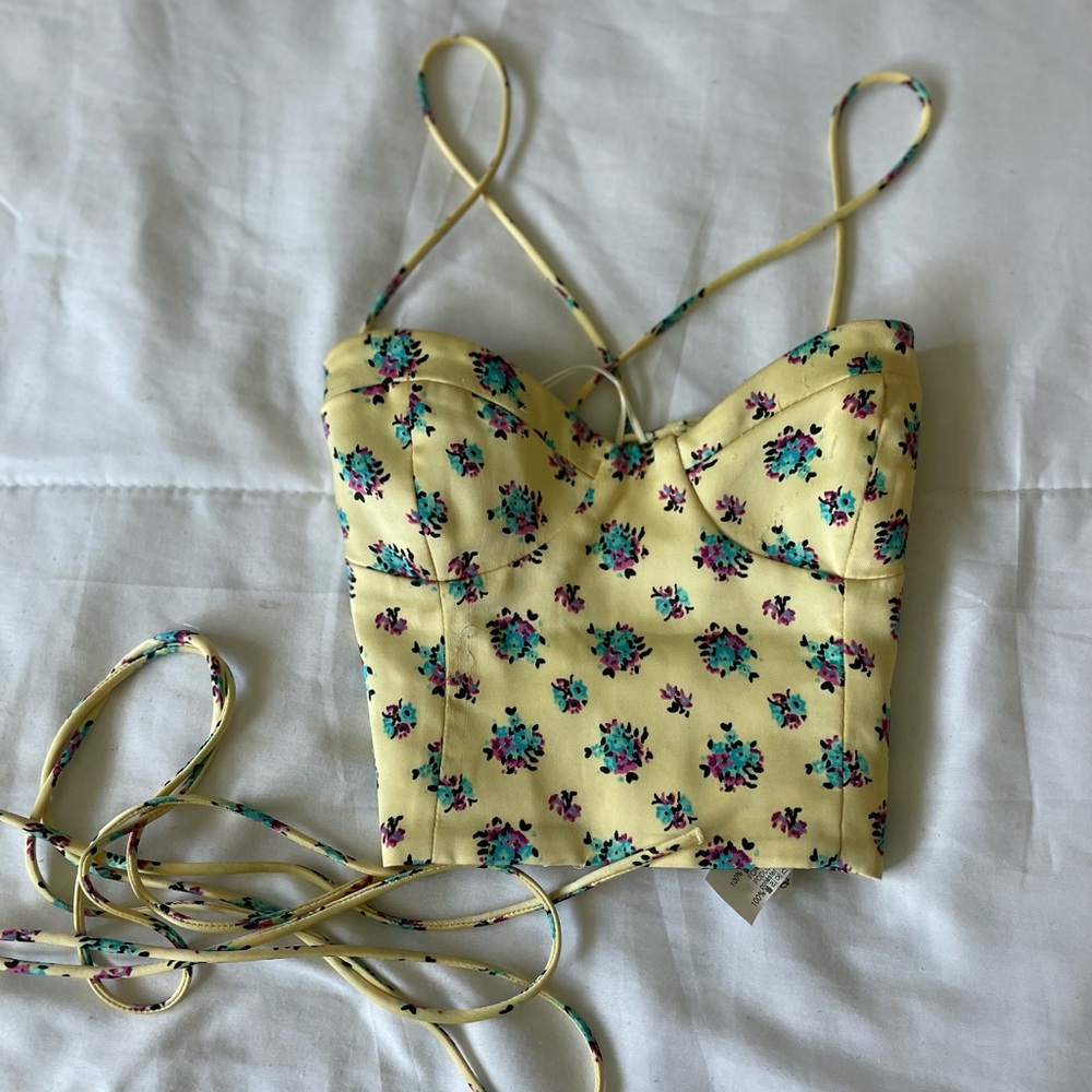 Zara yellow crop top XS